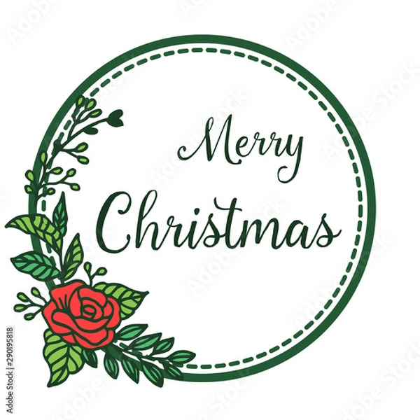Fototapeta Design card merry christmas with ornament colorful flower frame. Vector