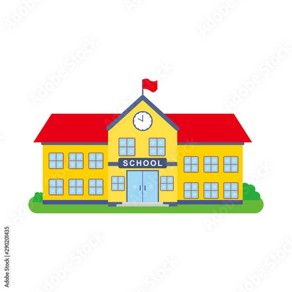 Fototapeta School building vector illustration isolated on white background. School clip art
