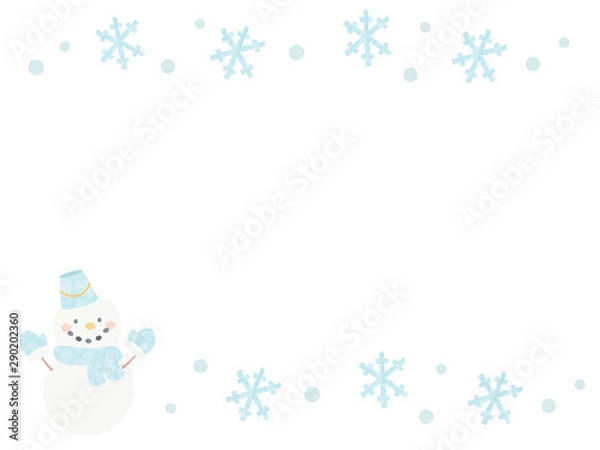 Obraz 雪の結晶と雪だるまラインフレーム