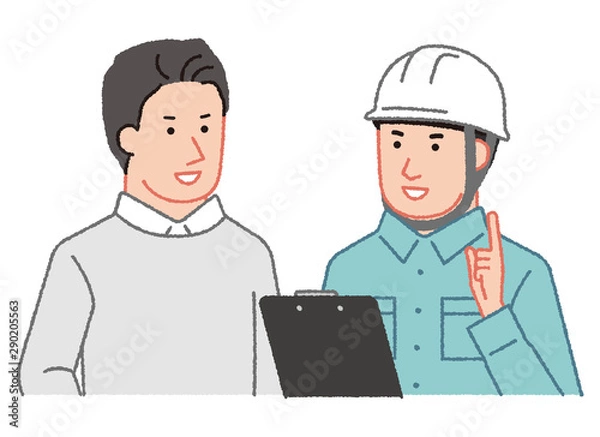 Obraz 作業員から説明を受ける依頼者