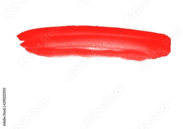 Fototapeta Lipstick smear smudge swatch isolated on white background. Cream makeup texture. Bright red color cosmetic product brush stroke swipe sample