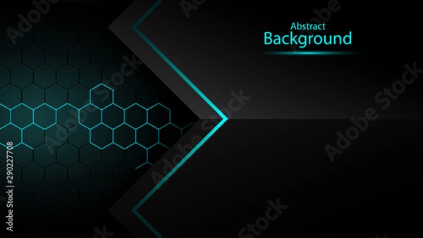 Obraz Dark abstract background with overlap layers. Luxury design concept. Abstract technological hexagonal background.
