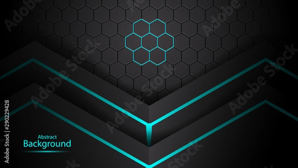 Obraz Dark abstract background with overlap layers. Luxury design concept. Abstract technological hexagonal background.