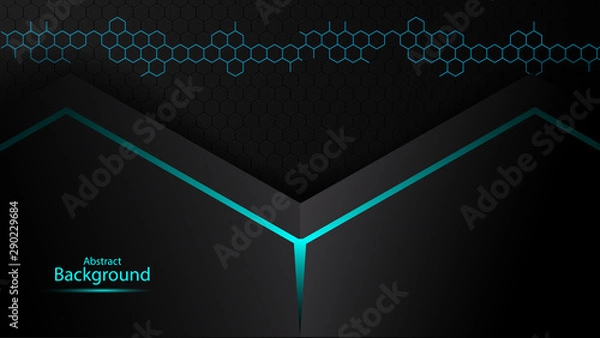 Obraz Dark abstract background with overlap layers. Luxury design concept. Abstract technological hexagonal background.