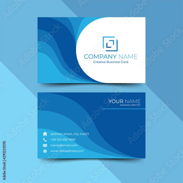 Obraz Modern blue business card design template, design vector illustration