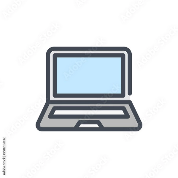 Fototapeta Laptop color line icon. Portable personal computer vector outline colorful sign.