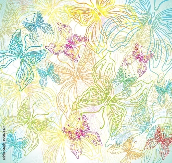 Fototapeta Abstract Background Vector with butterflies