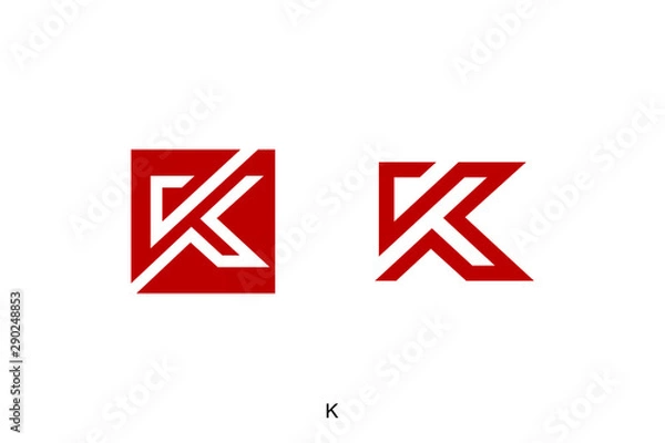 Fototapeta letter K concept, square with K vector icon ready to use