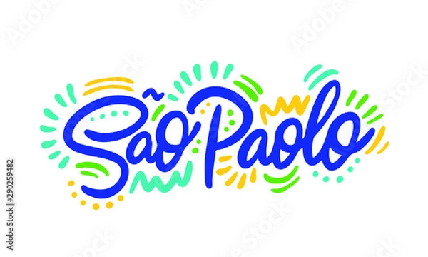 Obraz Sao Paolo, text design. Vector calligraphy. Typography poster. Usable as background.
