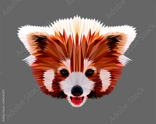 Fototapeta Cute and fluffy chinese red panda. Vector character low poly illustration. Polygonal style trendy modern logo design. Suitable for printing on a t-shirt.