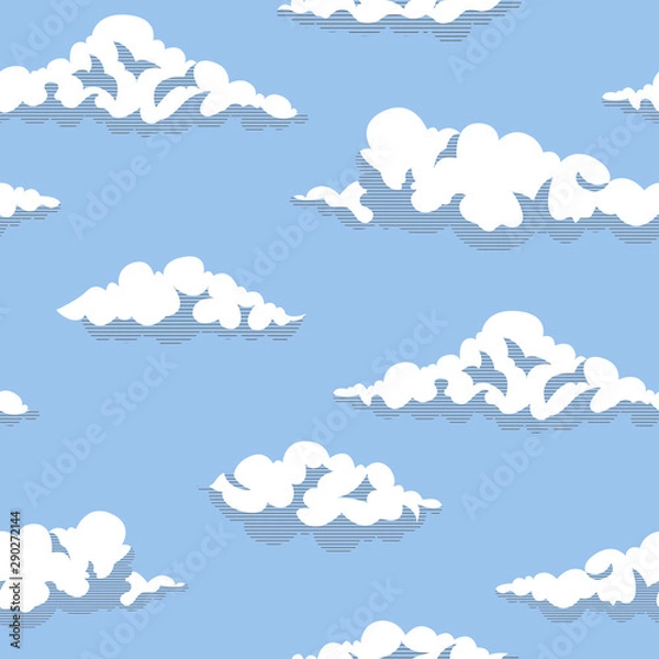 Obraz Clouds on the blue sky seamless pattern