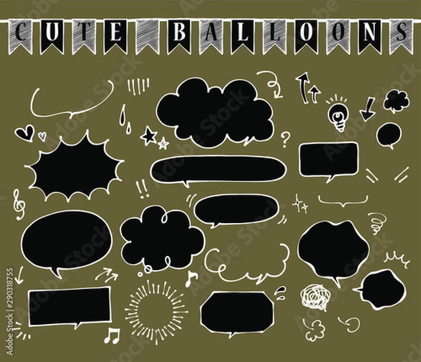 Obraz マーカー手描き風吹き出しセット（黒）