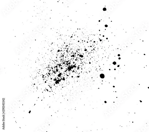 Fototapeta Black paint, ink splash, brushes ink droplets, blots. Black ink splatter background, isolated on white. Vector illustration