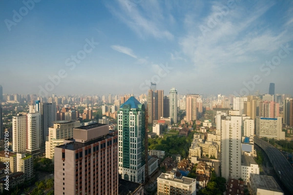 Obraz Shanghai, China Skyline, Blue Sky, Layer of Haze Pollution