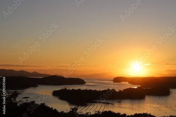 Obraz ともやま公園　英虞湾に沈む夕日