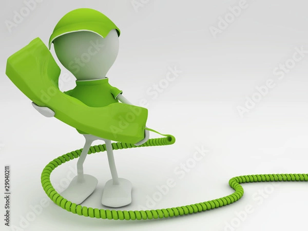 Obraz Stay connected. Telecom concept 3d render in green.