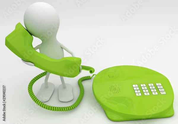 Obraz Talking on the phone. 3d render concept in green