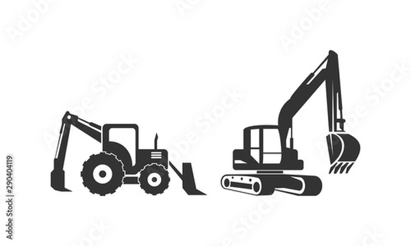 Fototapeta Excavator set template vector