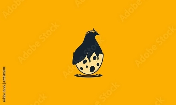 Obraz  Hatched egg baby quail bird logo template in flat design pictogram illustration