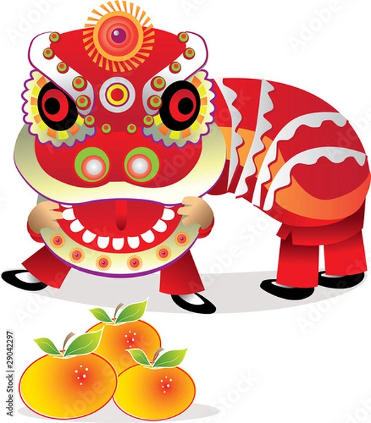 Obraz Stock Vector Illustration: Lion dance