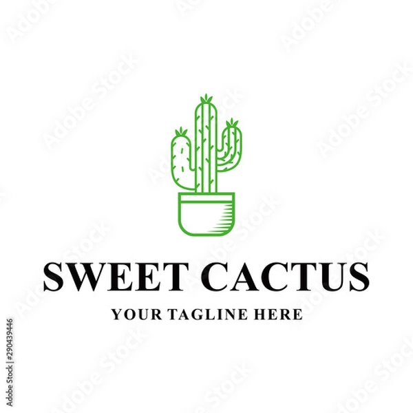 Fototapeta cactus logo vector graphic line