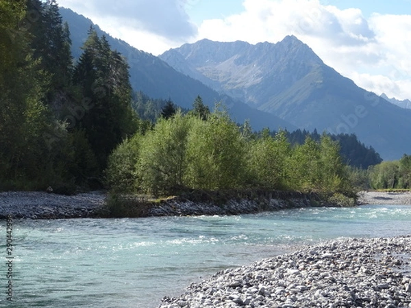 Obraz fluss lech mit bergen 