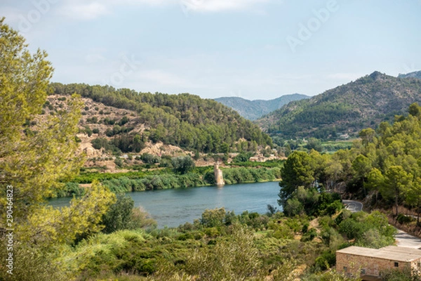Fototapeta The Ebro river on the way to Tortosa in Tarragona