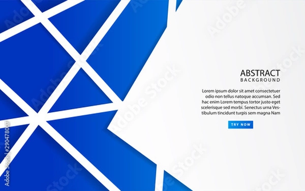 Fototapeta Modern white frame vector background on the blue background. Trendy paper concept design template for use element cover, banner, presentation, card, corporate, business, advertising