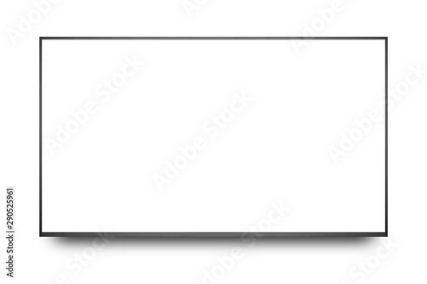 Fototapeta TV 4K flat screen lcd or oled, plasma realistic illustration, White blank HD monitor mockup with clipping path