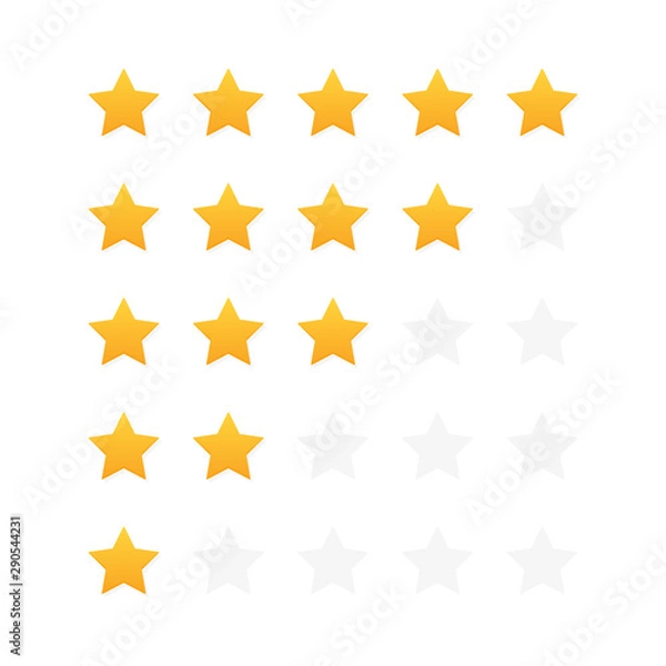 Fototapeta Five stars customer product rating review. Modern flat style vector illustration