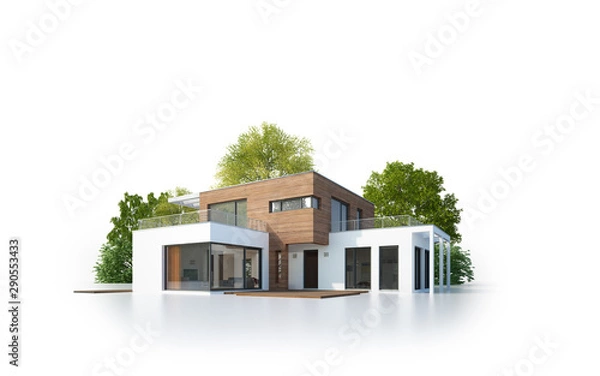 Obraz Nowoczesna willa 4 na białym tle biały