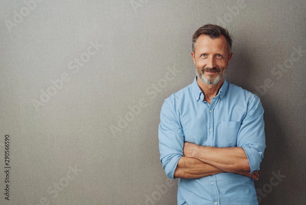 Obraz Bearded middle-aged man with a friendly smile