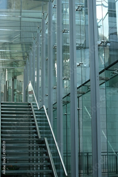 Fototapeta glass stairs and wall