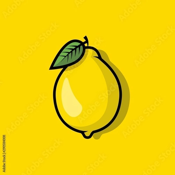 Fototapeta Lemon icon. Fruit isolated on background. Vector flat design 