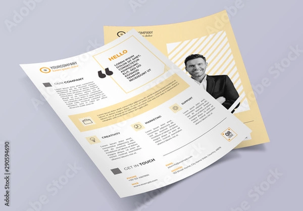 Obraz 2-Sided Flyer Layout with Orange Accents