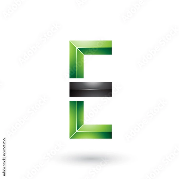 Obraz Green and Black Geometrical Glossy Letter E Illustration