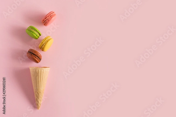 Fototapeta macaroon ice cream with raspberries lemon and chocolate