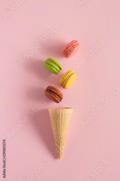 Fototapeta macaroon ice cream with raspberries lemon and chocolate