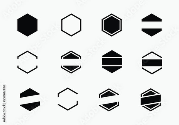 Fototapeta 12 Hexagon Labels