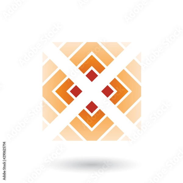 Obraz Orange Letter X Icon with Square and Triangles Illustration