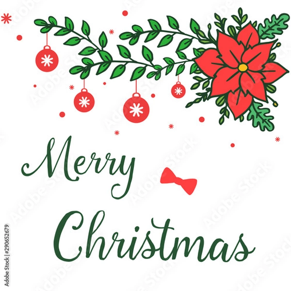 Fototapeta Beauty of bright red wreath frame for modern greeting card of merry christmas. Vector