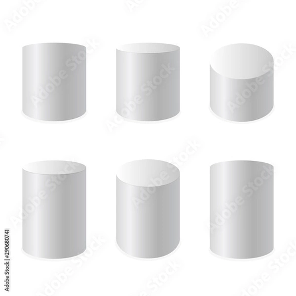 Fototapeta White realistic cylinders set, empty stand round podium isolated. Vector illustration.