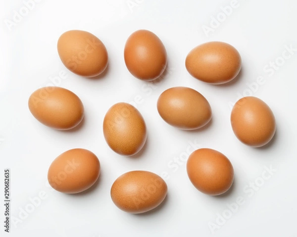Obraz yellow hen eggs solated on white background