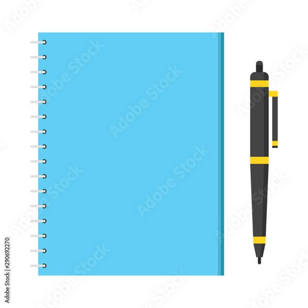 Fototapeta Template with spiral notebook. School notebook. Diary for business. Vector illustration.
