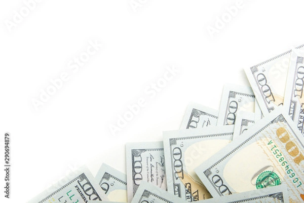 Obraz money background. american hundred dollar bills. copy space