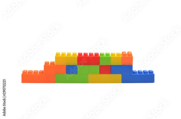 Obraz Plastic building blocks isolated on white background : soft focus