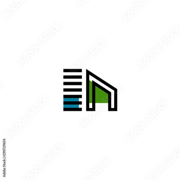 Obraz N initial letter, modern logo design template