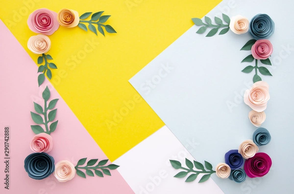 Fototapeta Multicolored background with flowers frame