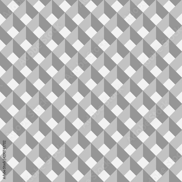 Fototapeta Abstract light gray 3d effect polygon geometry seamless pattern with rhombus tile. 