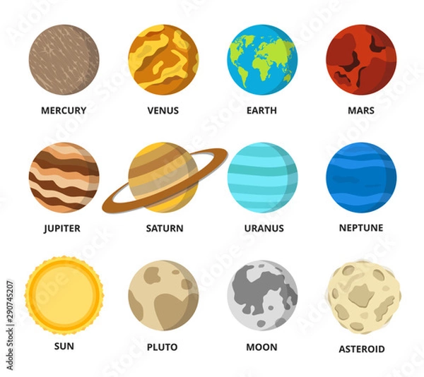 Fototapeta Colorful planets set. Vector illustration.